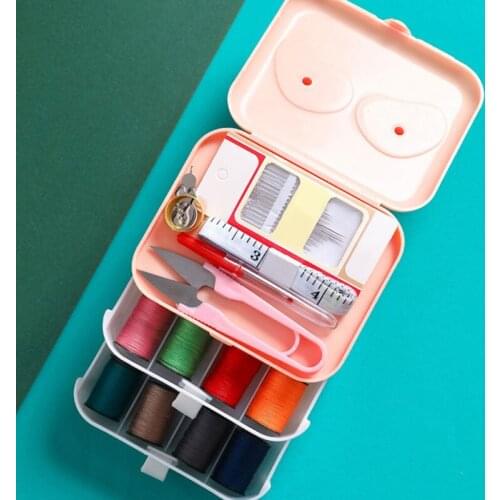 3-Layer Sewing Supplies Storage Box Drawer Type Sewing Tools Set Organizer with Needle Glue Holder Including Thread and more