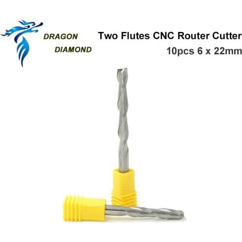 5pcs 6mm*22mm Two Flutes Carbide Spiral bits, End Milling Tools, CNC Cutting Bits, Engraving Cutter on Woodworking