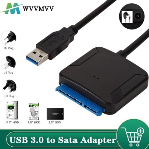 WVVMVV USB 3.0 To Sata Adapter Converter Cable USB3.0 Hard Drive Converter Cable For Samsung Seagate WD 2.5 3.5 HDD SSD Adapter