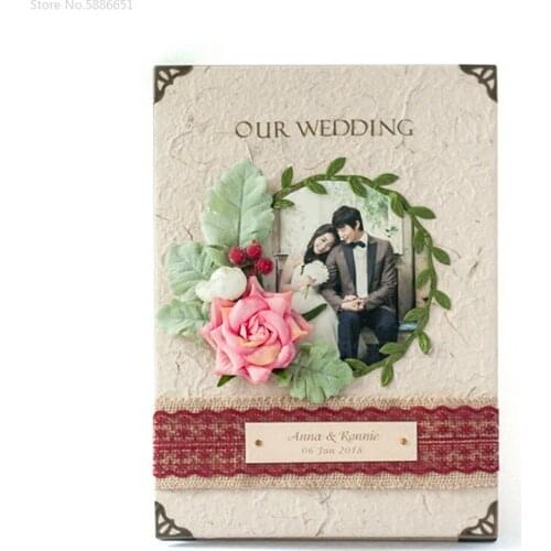 Free Custom 1pcs Photo Name Flower Forest Memoir Album Birthday Bridal Shower Party Wedding Signature Guest Book