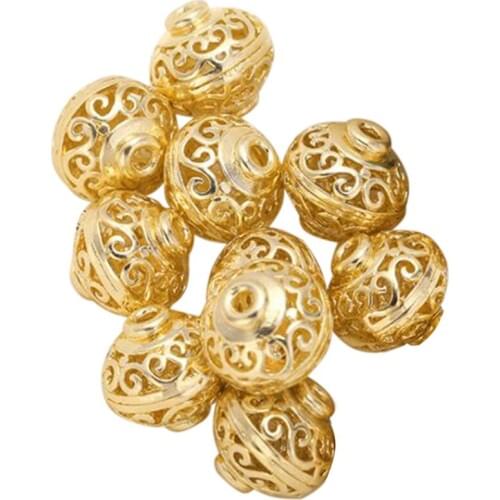 Loose Beads, Separate Beads, Diy Jewelry Accessories, Golden Hollow Ball Beads, Lantern Round Beads, Beaded