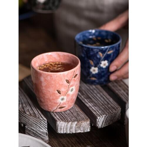 Japanese-style cherry restaurant tea cup tea set water cup daily cup cold water cup ceramic cup household tableware sake cup