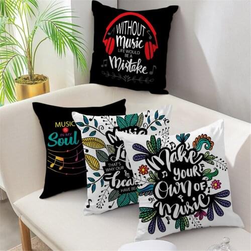 Fuwatacchi Music Words Cushion Cover Cool Style Decorative Throw Pillowcases for Home Sofa Couch Chair Decoration Pillows Covers