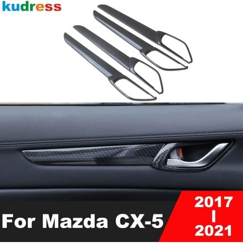 For Mazda CX-5 CX5 KF 2017-2020 Carbon Fiber Car Inner Door Window Handle Bowl Frame Cover Strip Sticker Trim Bezel Accessories
