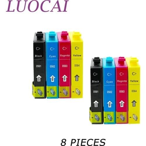 8X LuoCai Ink Cartridge Compatible For Epson T0561 T0562 T0563 T0564 t0561 t0562 t0563 Stylus Photo RX430 R250 RX530 Printers