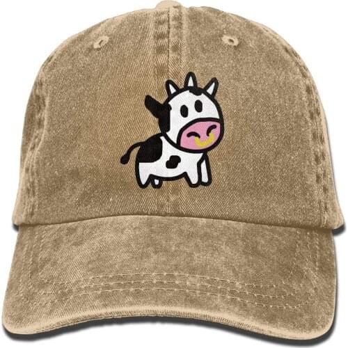 Cartoon Cow Trend Printing Cowboy Hat Fashion Baseball Cap For Men And Women Natural