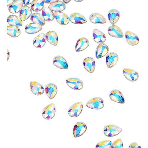 30pcs Raindrop Shape 4*6mm Crystal AB Flat Back Fancy Nail Art Crystal Rhinestones For Wedding Personality Design Beads