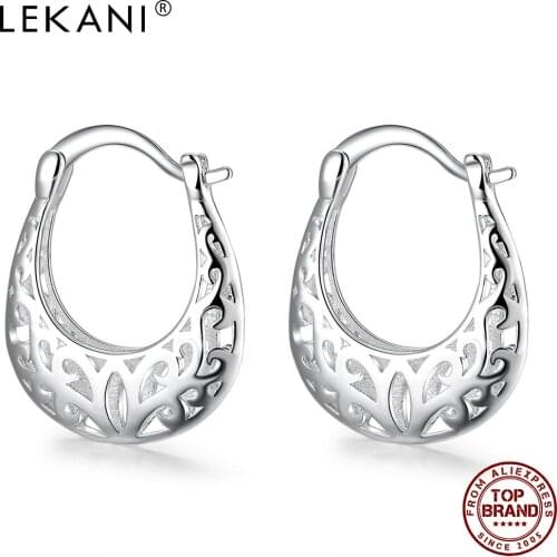 LEKANI Fashion Silver Plated Earrings Popular Carved Earrings For Womens Romantic Anniversary Fashion Jewelry Gifts 2021
