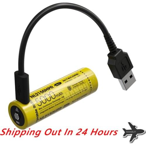 Nitecore NL2150HPR 21700 5000mAh 3.6V High Drain Protected Li-ion Rechargeable Button Top Battery Built-In USB-C Charging Port