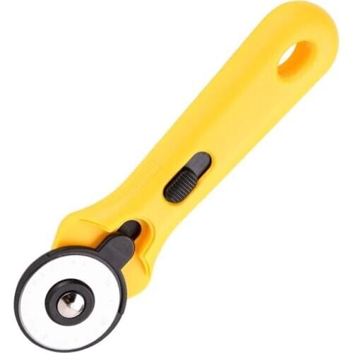 LMDZ 45mm Rotary Cutter with Safety Lock Handheld Portable Comfort Rotary Roller Cutter for Crafting Sewing Quilting Yellow