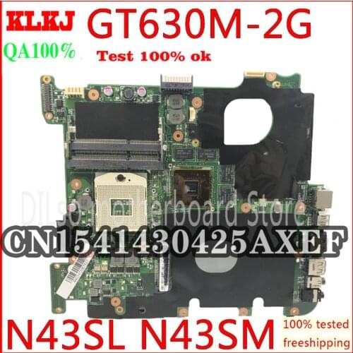 KLKJ N43SL Mainboard For ASUS N43S N43SM N43SL Laptop Motherboard GT630M 2GB Video Card N43SM Motherboard Test 100% Original