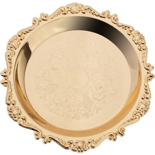 Metal Golden Plates Dessert Holder Dish Serving Dishes For/ Banquet Dinning