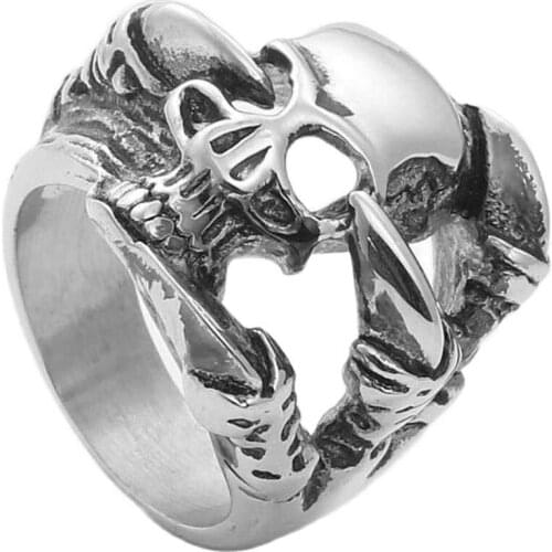 Fashion Jewelry Stainless Steel Skull Ring Men Trendy Simple Punk Jewelry Gift 260124