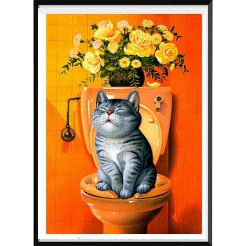 Animal Cut Cat DIY 11CT Cross Stitch Embroidery Kits Craft Needlework Set Printed Canvas Cotton Thread Home Design