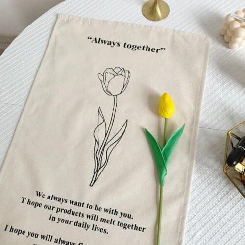 Nordic Ins Wall Tapestries Hand-drawn Flower Wall Hanging Tapestry Fabric Wall Tapestry Napkin Dorm Home Decoration 35cmX55cm