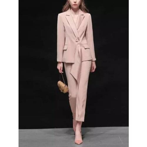 Newest Style Women Suits 2 Piece Cotton Designer High Quality Fit Slim Custom Made Formal Suits Party Suits Coat+Pant