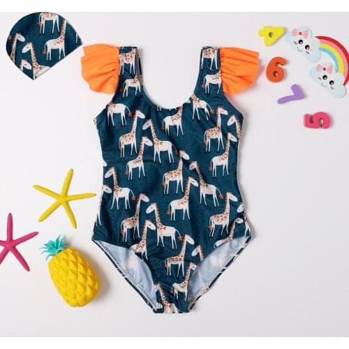 2021 new hot girls one piece swimsuit cartoon print cute comfortable quick drying suit