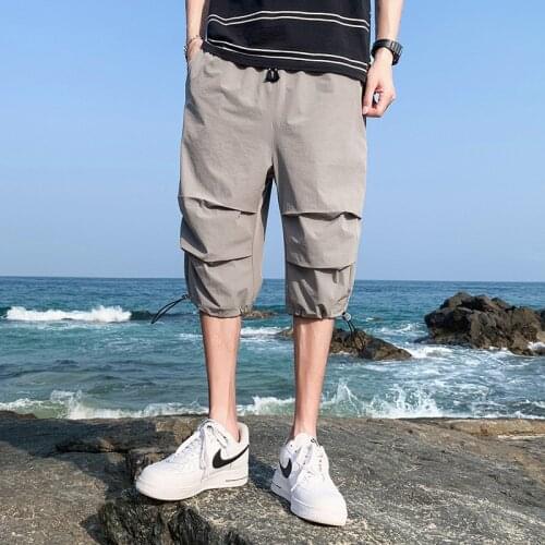 New Korean Version Ice Silk 5-Point Pants MenS Shorts Wear Loose Sports Beach Outside In Summer Young Boy Thin Casual Trousers