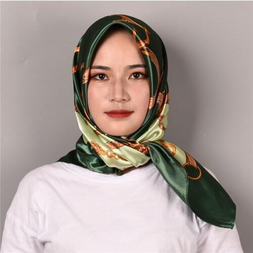 Satin Silk Scarf Head Luxury Brand Fashion Foulard Soie Hijab Big Square Women Scarves Shawl For Ladies 90*90cm Handkerchief