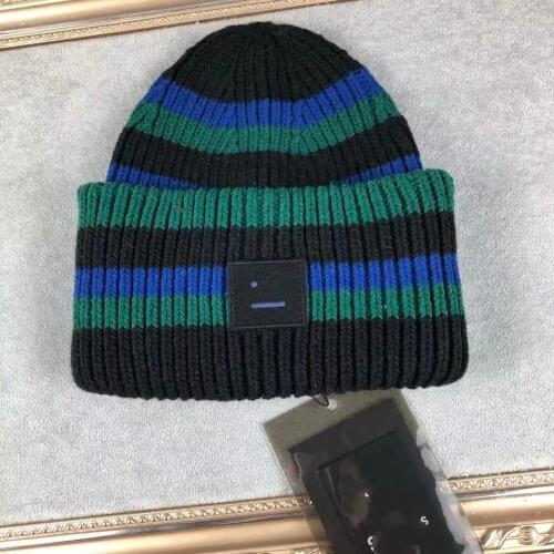 Smiling face Beanie Skull Caps knitted Cashmere Eye Warm Couple Lovers Acne Hats Tide Street Hip-hop Wool Cap Adult