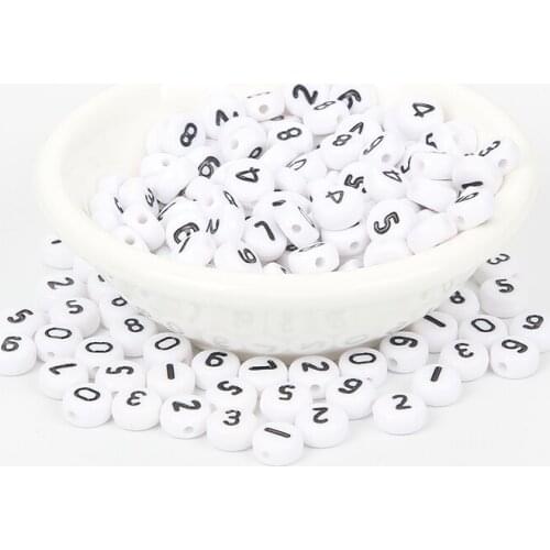 Mixed Black Digital Acrylic Beads On White Charm Loose Spacer Beads For Jewelry Making DIY Needlework Bracelet Accessories