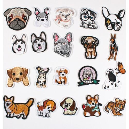 Dog Head Puppy Pug Keji Husky Embroidered Cloth Stickers Clothing Accessories Badge Patch