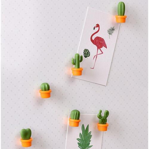 Fashion 6Pc Cartoon Plant Cactus Shaped Magnetic Fridge Stickers Home Kitchen Decals magnetic sticky to fridge easily super cute