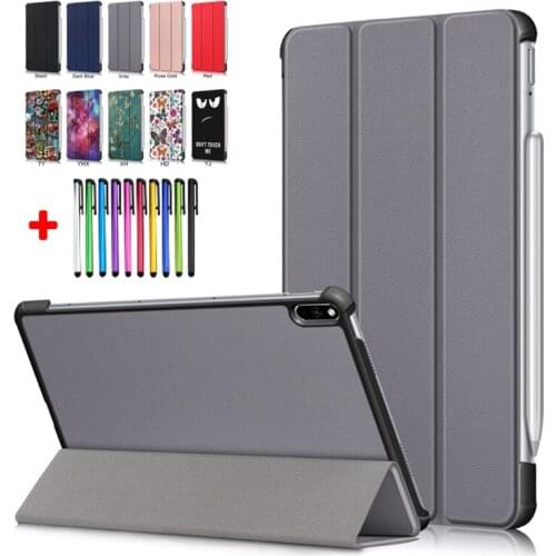 Tri Folding Funda For Huawei Matepad Pro 10.8 Case 2021 Hard PC PU Leather Kids Coque For Matepad Pro 10.8 2021 2019 Cover + Pen