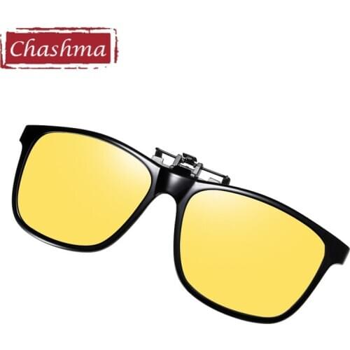 Night Driving Yellow Lenses Sunglasses Clips Mirror Lenses Coated UV 400 Sun Glasses Clip on Prescription Frame