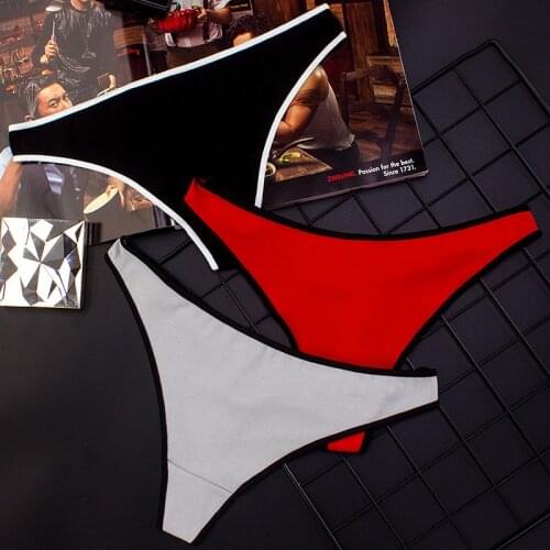 Womens underwear sexy panties cotton sports wind contrast color side low waist seamless teen girl briefs thongs g-string femme