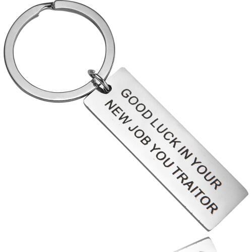 12PC/Lot Stainless Steel Gift Coworker Leaving Keychain Good Luck in Your New Job You Traitor Keyring Goodbye Gift for Colleague