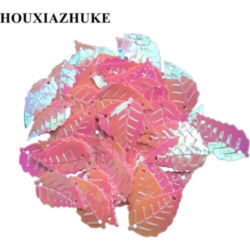 14*25 mm leaf shaped glitter silver base pink sequins 1000 pcs per lot for dancing garment decoration