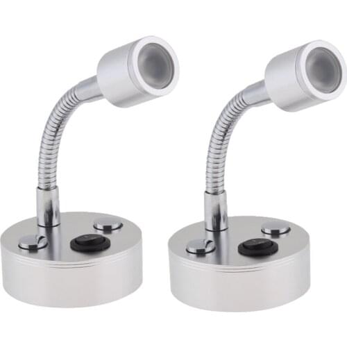 2Pcs RV Boat LED Reading Lamp Flexible Gooseneck Interior Light 12V 1W