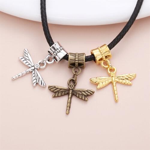 New 25pcs dragonfly charm Big Hole bead European Pendant fit for Pandora style Bracelets Necklace DIY Metal Jewelry Making