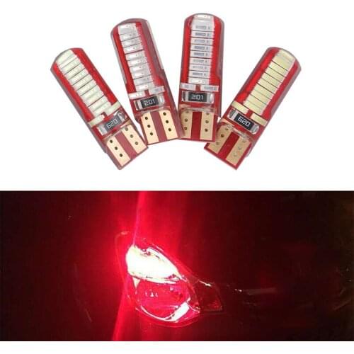 20Pcs Red T10 W5W 4014 24SMD LED Canbus Error Free Car Bulbs For 168 192 194 2825 Clearance Lamps License Plate Lights 12V