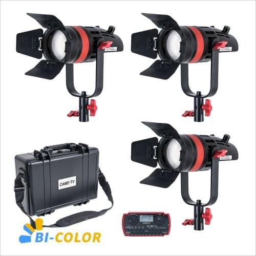3 Pcs CAME-TV Q-55S Boltzen 55w High Output Fresnel Focusable LED 8700lux/1m Bi-Color Kit Led video light