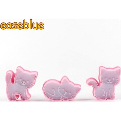 3Pcs/set Cute Cat Cookie Molds DIY Baking Supplies Fondant Cutter Biscuit Cutter Cankee Pastry Mold Kitchen Supplies