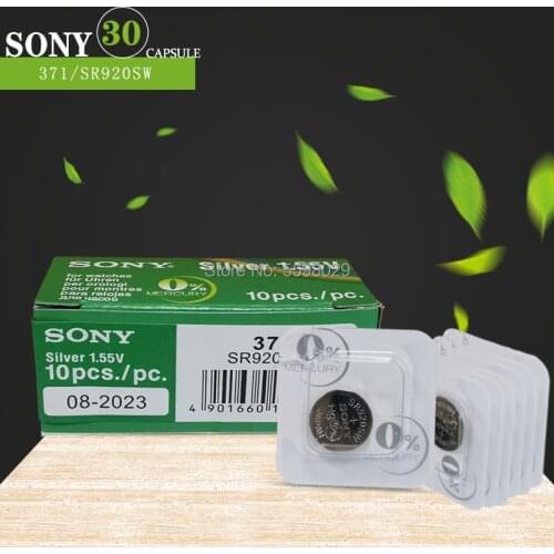 30pc For Sony Original Single grain packing AG6 371 SR920SW 920 1.55V Watch Battery SR920SW 371 Button Coin Cell MADE IN JAPAN