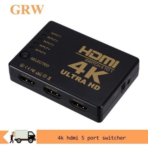 3D 1080p 4k 5 Port HDMI Switch Selector Splitter Hub with IR Remote Controller For HDTV DVD TV BOX HDMI Switcher 5 in 1 out