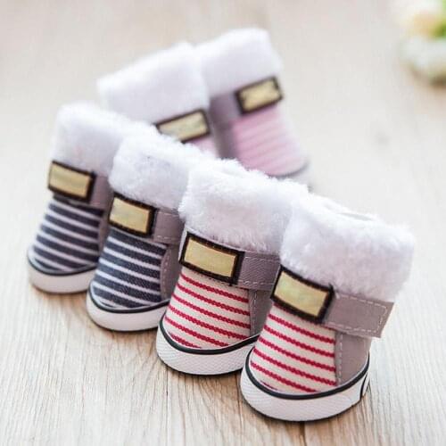 4Pcs/set Dog Waterproof Boots Shoes Anti-Slip Puppy Shoes Winter Warm Pet Paw Protector For Small Puppies Footwear Cachorro