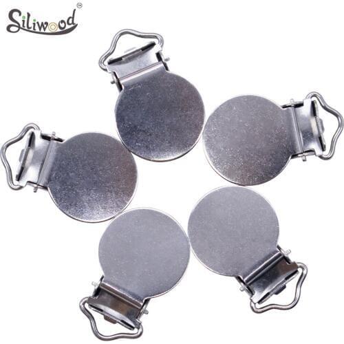5pc Round Shaped Stainless Steel Pacifier Clip Pacifier Chain Holder Teething Toy Accessories Clip Nipple Clasps Toy DIY Tool