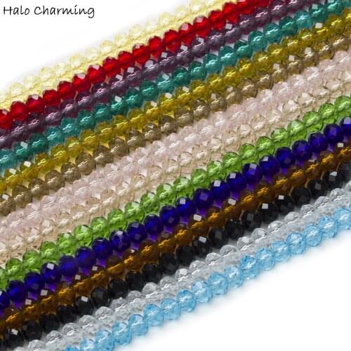 50 Piece Crystal Glass Rondelle Quartz Faceted Beads Jewelry Making Handmade Craft Fit Necklace Bracelet 4-8mm