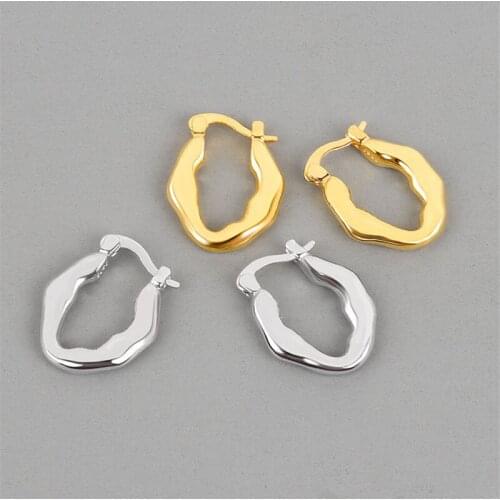 925 Sterling Silver Irregular Geometric Charm Stud Earring For Women Girls Party Wedding Jewelry Pendientes Accessories eh1016