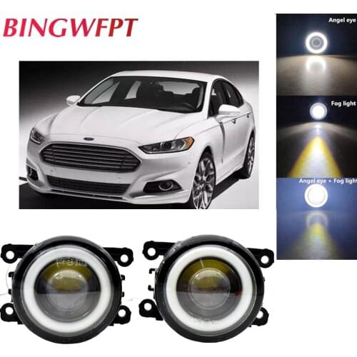 1Pair Car Accessories H11 Interface LED Fog Light For Ford Fusion Estate JU_ 2002-2008 with Angel Eye