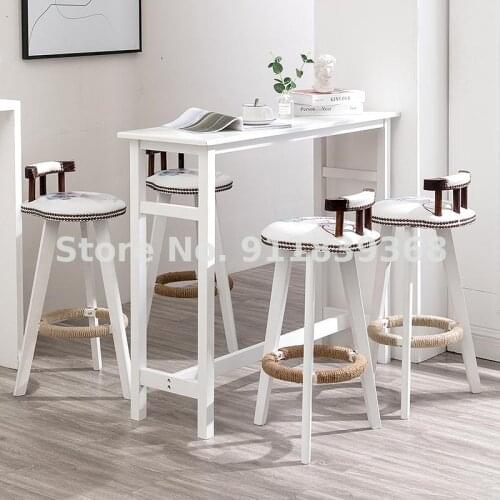 Bar Chair Solid Wood High Stool Back High Stool Bar Table Chair Nordic Bar Stool Cashier Front Desk Chair