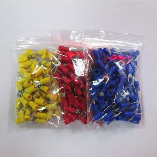 150 pcs Spade Fork Electrical Connector SV2-4 Gauge Wire Terminal Kit