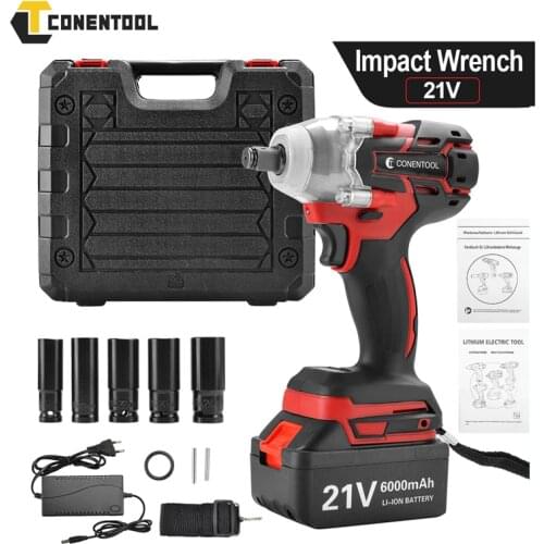 21V Impact Wrench Brushless Cordless 6000MAH Electric Tools For Makita Rechargeable Battery With LED Light Electric Hand Tools