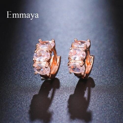 Emmaya Cute Style Round Appearance Earring Rose Gold Shiny Zirconia Jewelry For Female Fashion Statement Charming Gift In Party