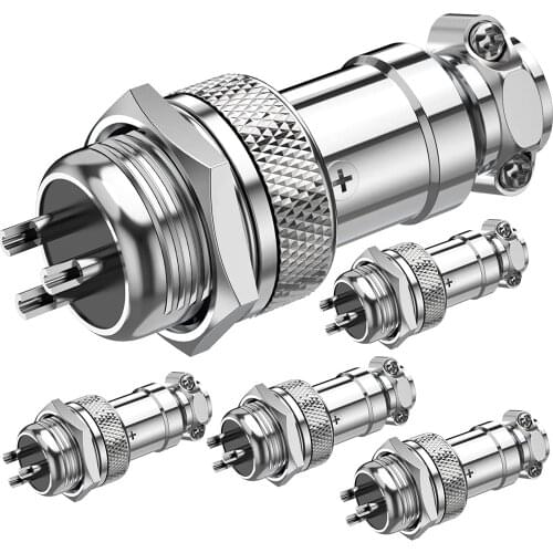 GX16 3 Pins Panel Metal Mount Circular Metal Aviation Connector Adapter Male Female Plug Socket (5 Pcs)