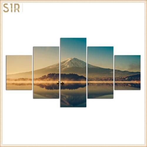 HD 5 Pieces Scenic Snow-capped and Lakes Pictures Posters Wall Art Home Decor for Living Room Painting Wall Art Anime Poster